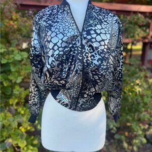 Vintage Silver Animal Print Cropped Jacket